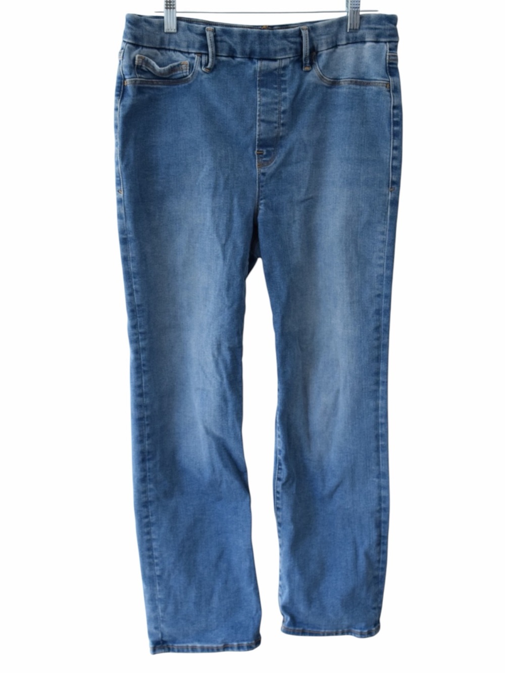 Good American Large Women’s Pull On Straight Blue Jeans Stretchy Pants